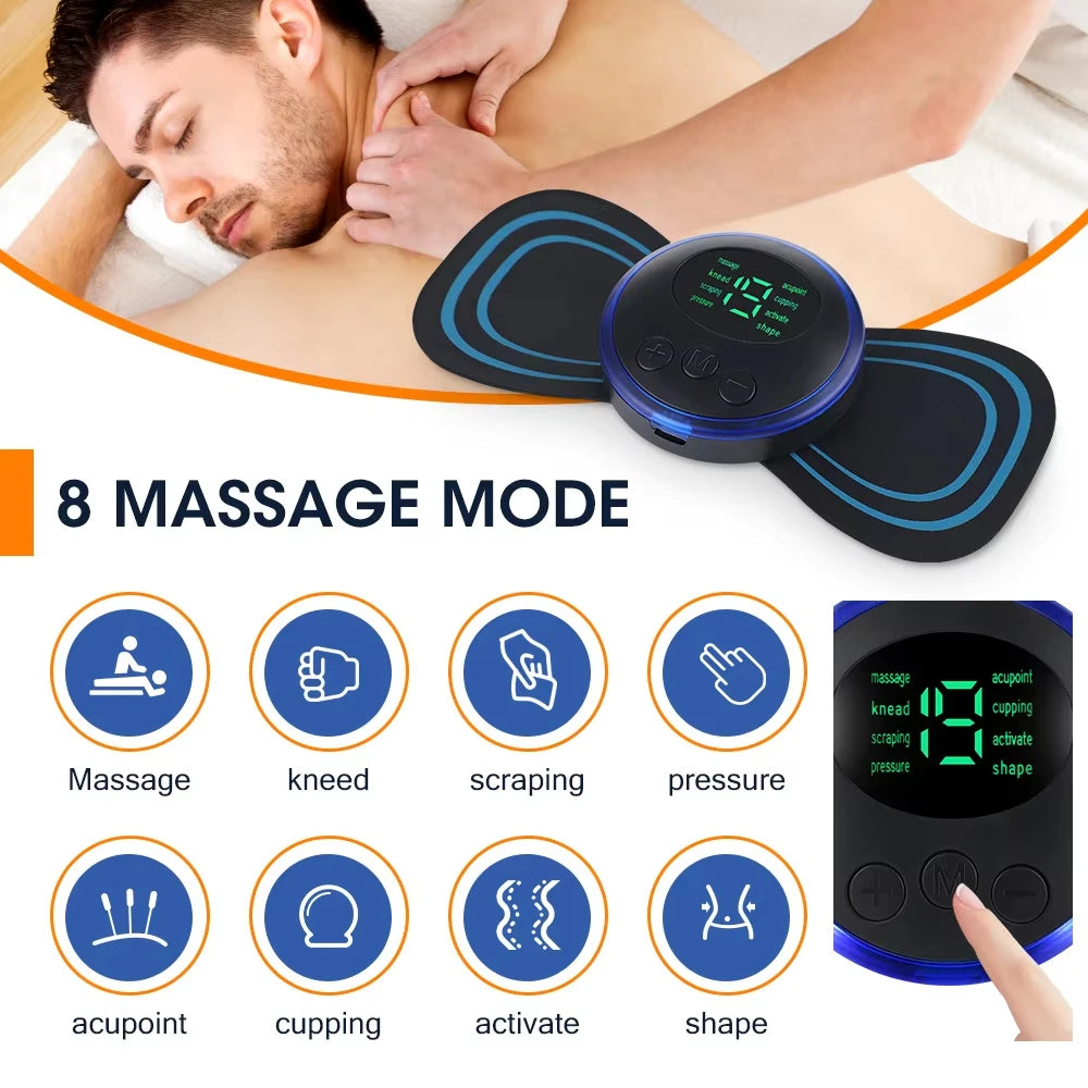 Portable Multi-Speed Electric Neck Massager - Smart Mini, Rechargeable, Adjustable Massage Patch for Neck & Shoulders